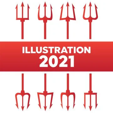 Trident silhouette pitchfork weapon. Devil trident vector illustration Stock Illustration