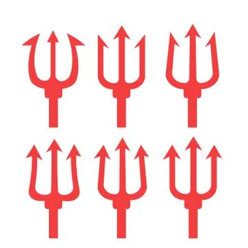 Trident Silhouette Set. Trident devil flat. Neptune red vector trident Stock Illustration