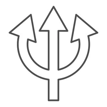 Trident thin line icon. Devil pitchfork evil fork sign. Halloween party vector Stock Illustration