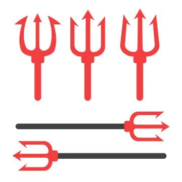 Trident vector illustration. Pitchfork devil set. Trident devil icon Stock Illustration
