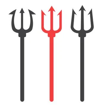 Trident vector illustration. Pitchfork devil set. Trident devil icon Illustrazione stock