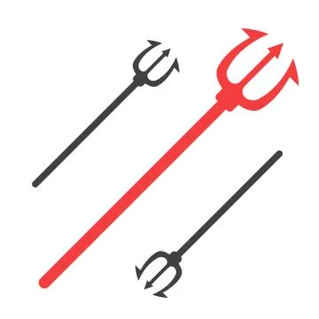Trident vector. Trident devil flat. Neptune red vector trident Stock Illustration