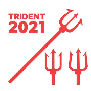Trident vector. Trident devil flat. Neptune red vector trident Illustrazione stock