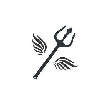 Trident with wings Logo Template vector icon illustration Illustrazione stock