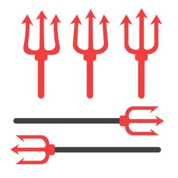 Tridents harpoons. Pitchfork devil set. Trident devil icon Illustrazione stock