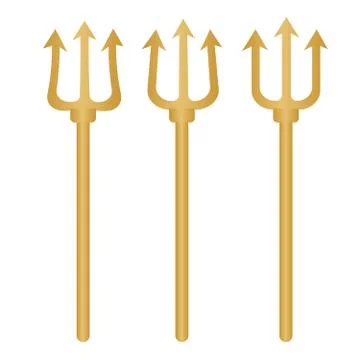 Tridents harpoons. Pitchfork devil set. Trident devil icon Stock Illustration