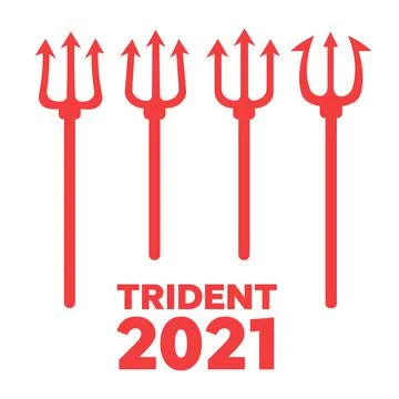Tridents harpoons. Pitchfork devil set. Trident devil icon Illustrazione stock