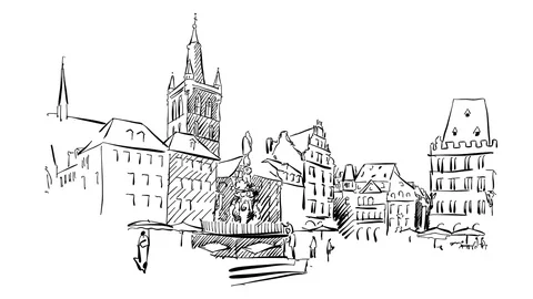 Trier Main Market Animation 스톡 동영상 73852575