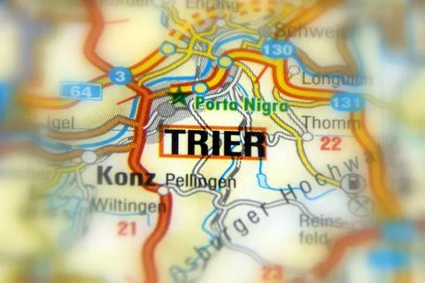 Trier on a map Stock Photos