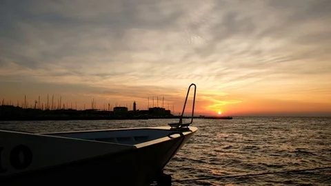 Trieste anchored ship at sunset Stock Footage 82078072
