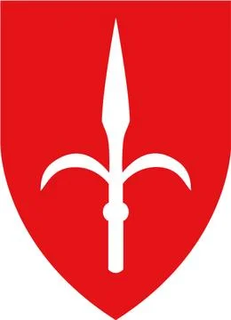 Trieste coat of arms with white halberd in a red shield Stock Illustration