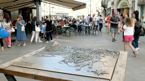 Trieste, Italy, the 3D map in Borsa square Stock Footage 244080465