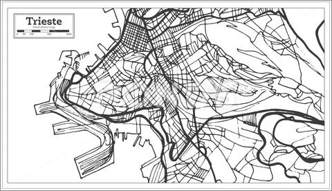 Trieste Italy City Map in Retro Style. Outline Map. Stock Illustration
