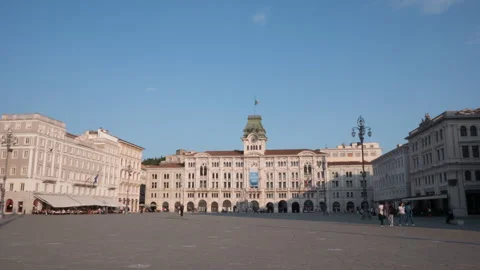 Trieste, Italy, time lapse of Piazza Unità d'Italia main square Stock Footage 244338134