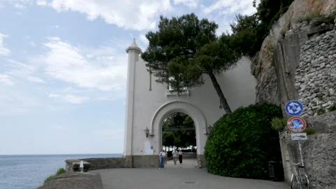 Trieste, Italy, view of the Bora gate close to the Miramare Castle Stock Footage 244082314