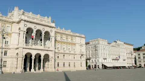 Trieste, Italy, view of the north side of Piazza Unità d'Italia main square Stock Footage 244080730