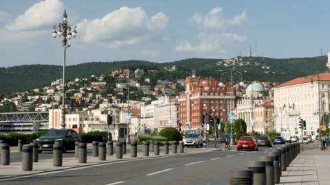 Trieste, Italy, view of Riva 3th November street Stock Footage 244080741