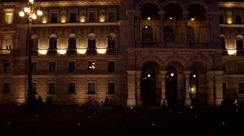 Trieste Piazza Grande by night Stock Footage 58084635