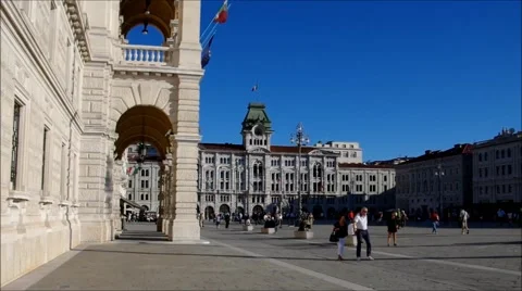 Trieste, Piazza Grande in a timelapse Stock Footage 55079655