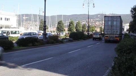 Trieste, traffic in the city Stock Footage 80732902