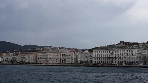Trieste - View of the city waterfront with bora Stock-Footage 78811004
