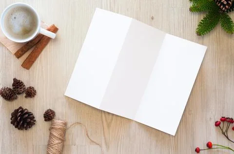 Trifold brochure mockup Stock Photos