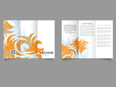 Trifold brochure with orange pattern. . Flyer for printing. Illustrazione stock