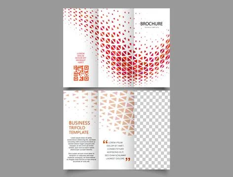 Trifold brochure with red triangles. low poly. Flyer for printing. Template V Stock Illustration