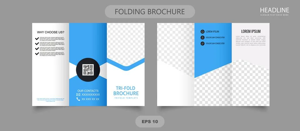 Trifold brochure template design vector . Corporate business trifold brochure Stock Illustration