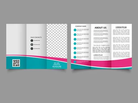 Trifold brochure with waves Catalog Vector Template. Stock Illustration