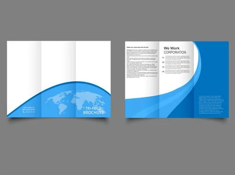 Trifold Brochure with world map. Vector graphics for printing Stock Illustration