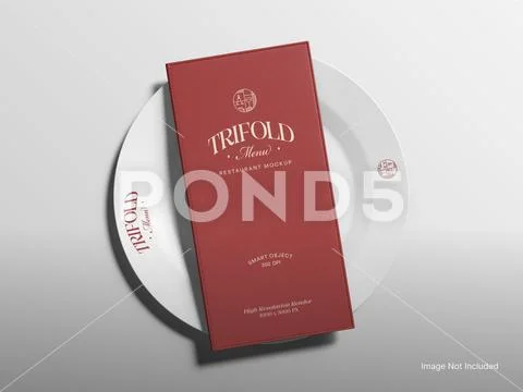 Trifold Menu Mockup - Open Interior View PSD Template