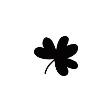Trifoliate clover doodle icon, vector black illustration Stock Illustration