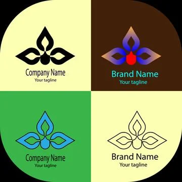 Trifoliate Flame Bloom logo design Stock Illustration