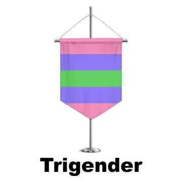 Trigender Pride Medieval Vertical Flag Vector - Symbol of Gender Diversity Stock Illustration