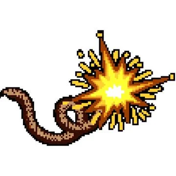 Trigger dynamite fuse pixel art vector illustration Stock Illustration