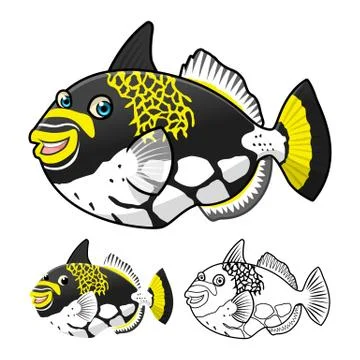 Trigger Fish Cartoon Character Stock Illustration