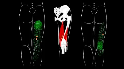 Trigger points and reflected pain in the hamstring muscles Stock Illustration