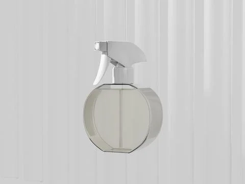 Trigger spray bottle mockup, 500 ml rounded PET plastic sprayer packaging Illustrazione stock