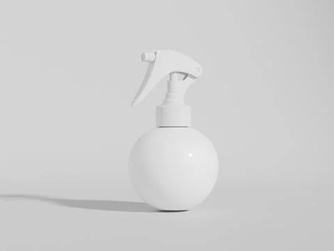 Trigger spray bottle mockup, ball-shaped PET plastic sprayer packaging Illustrazione stock