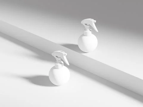 Trigger spray bottle mockup, ball-shaped PET plastic sprayer packaging Stock Illustration
