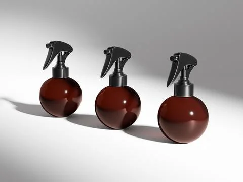 Trigger spray bottle mockup, ball-shaped PET plastic sprayer packaging Stock Illustration