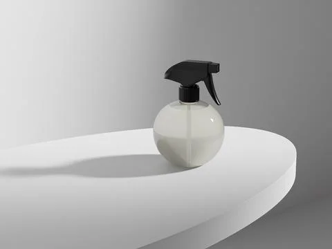 Trigger spray bottle mockup, Ball-shape translucent plastic sprayer Illustrazione stock