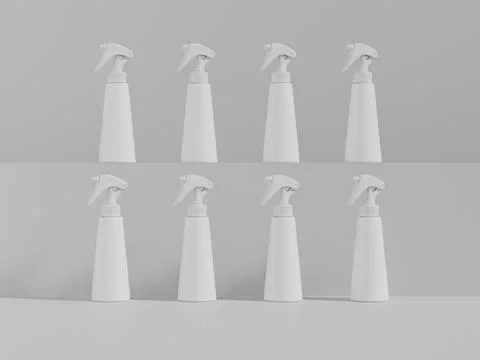Trigger spray bottle mockup, cone-shaped PET plastic sprayer packaging Stock Illustration
