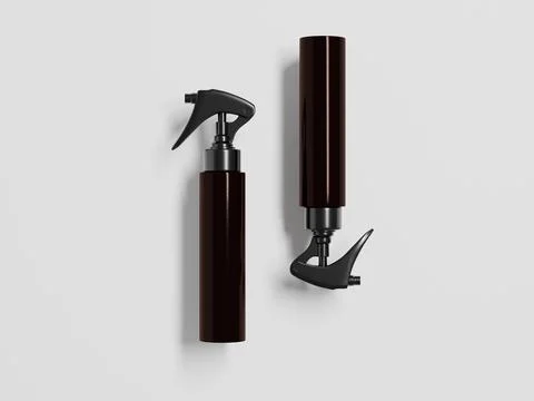 Trigger spray bottle mockup, PET plastic sprayer packaging Illustrazione stock