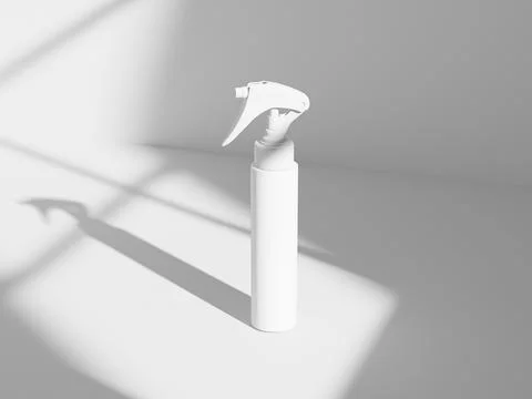 Trigger spray bottle mockup, PET plastic sprayer packaging Illustrazione stock