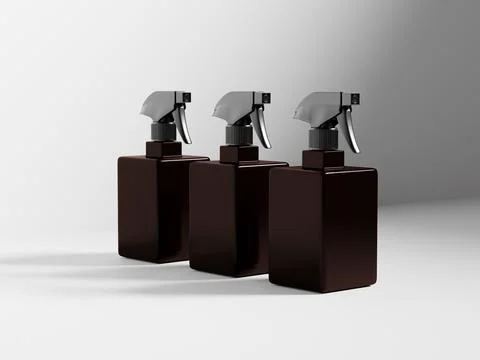 Trigger spray bottle mockup, regtangular sprayer packaging Illustrazione stock