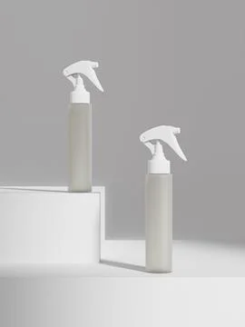Trigger spray bottle mockup, translucent PET plastic sprayer packaging Stock Illustration