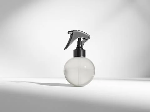 Trigger spray bottle mockup, translucent ball-shaped atomizer bottle mockup Stock Illustration