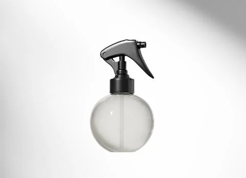 Trigger spray bottle mockup, translucent ball-shaped atomizer bottle mockup Stock Illustration
